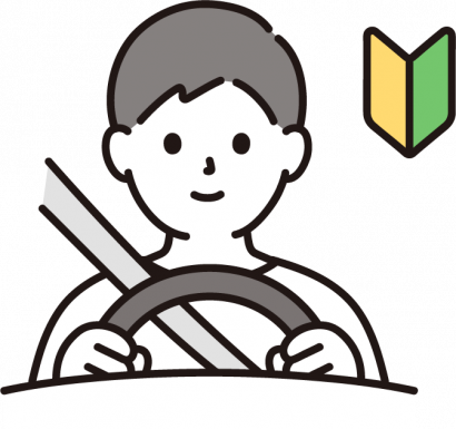 車を運転する男性（初心者）のイラスト