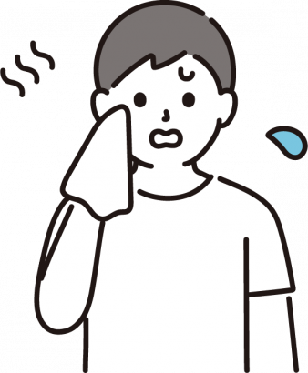 汗を拭く男性のイラスト
