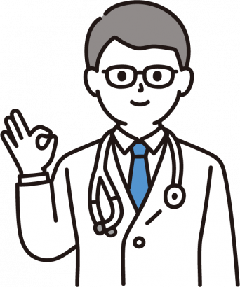 OKポーズをとる男性医師のイラスト