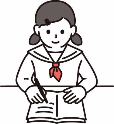 勉強をする女子学生のイラスト