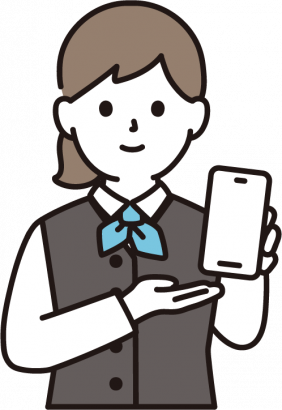 女性の携帯電話販売員（上半身）のイラスト