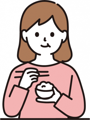 食事をする女性のイラスト