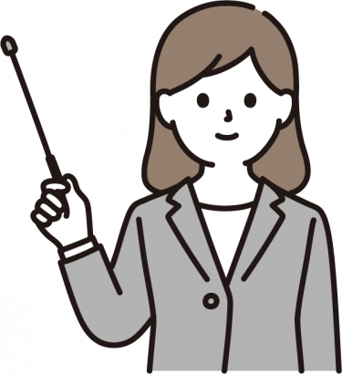 説明するビジネスパーソン（右手）のイラスト