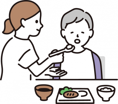 食事介助（女性）のイラスト