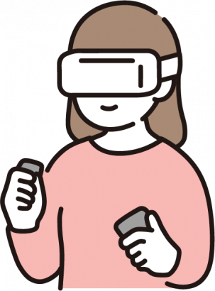 VRヘッドをつける女性のイラスト