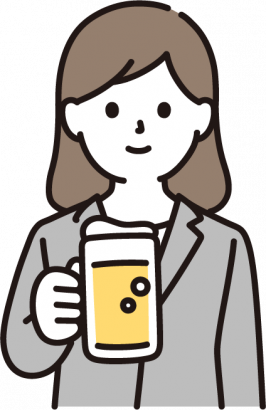 ビールをもつ女性のイラスト