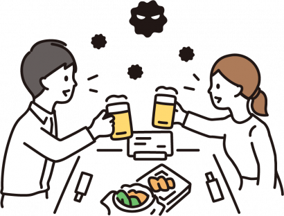 飲食（飛沫）のイラスト