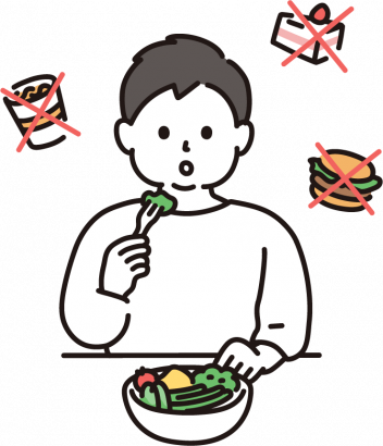 食事制限（ダイエット）をする男性のイラスト