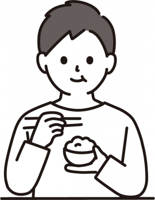 食事をする男性のイラスト