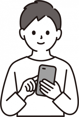 スマホを使う男性のイラスト