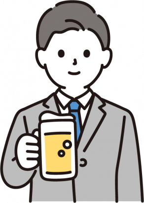 ビールをもつ男性のイラスト