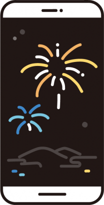 オンライン花火（スマホ）のイラスト