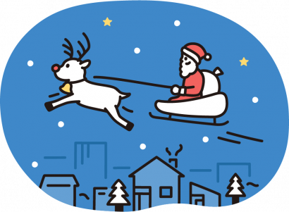クリスマス（サンタとトナカイ）のイラスト