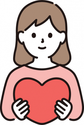 ハートを持つ女性のイラスト