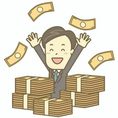 大金を得て万歳するビジネスマン