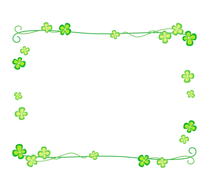 四つ葉のクローバーの上下飾りフレーム・枠イラスト