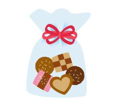 クッキーを詰め合わせたプレゼントのイラスト