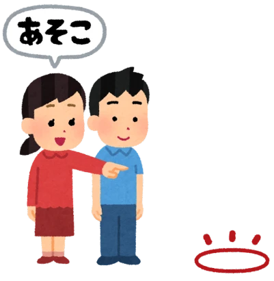 「ここ・そこ・あそこ」のイラスト