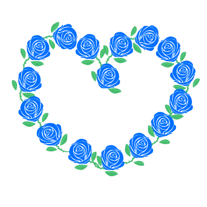 シンプルな青バラのハート
