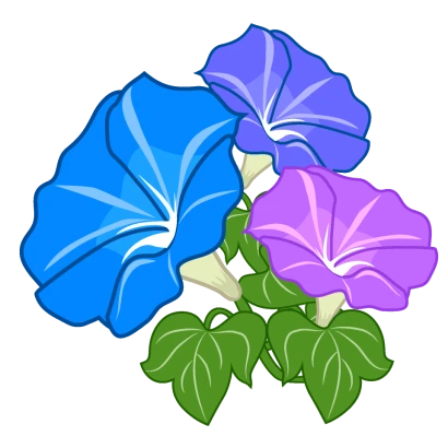 三色の朝顔の花