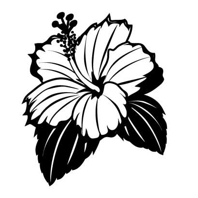 ハイビスカス（白黒）