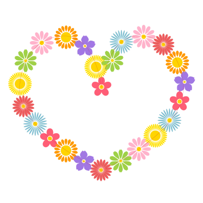 かわいい花柄のハートリース