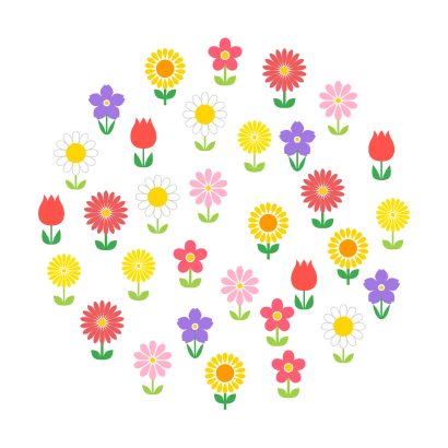 円形のかわいい花畑