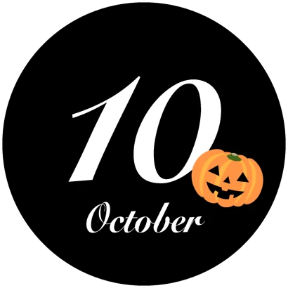 黒丸型のハロウィンかぼちゃと10月文字
