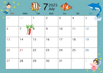 2025年7月カレンダー（海）