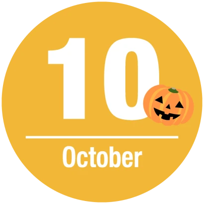 円形のハロウィンかぼちゃと10月文字
