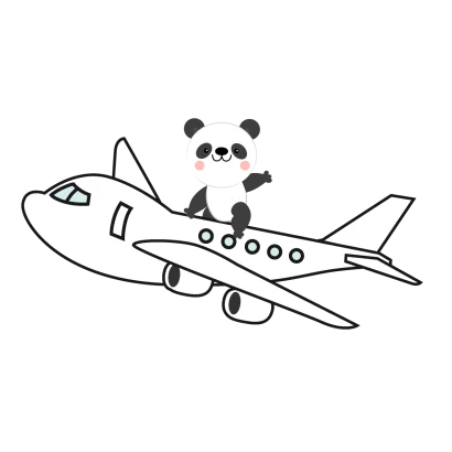 飛行機に乗ったパンダ