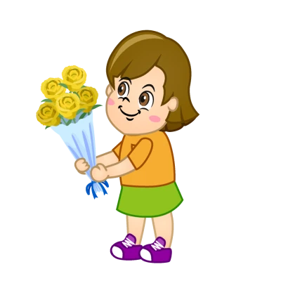 花束を贈る子供のイラスト