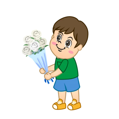 花束を贈る男の子のイラスト