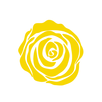 黄色バラの花シルエットのイラスト