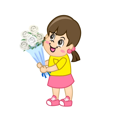 花束を贈る女の子のイラスト