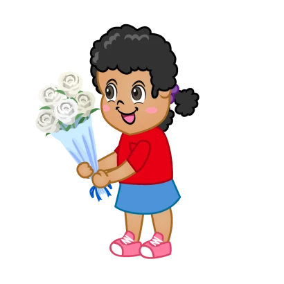 花束を贈る子供のイラスト