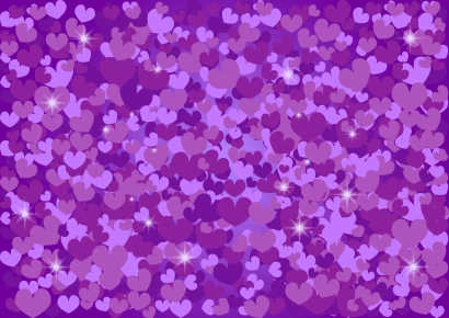 たくさんの紫ハートのイラスト