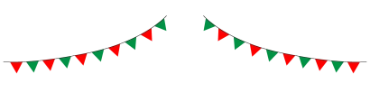赤と緑の三角旗ライン線のイラスト