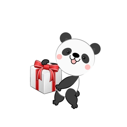 プレゼント箱を持った可愛いパンダのイラスト