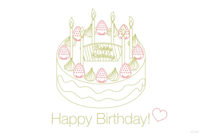 シンプルな誕生日ケーキのバースデーカードのイラスト