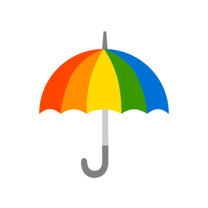 かわいい虹色の傘のイラスト