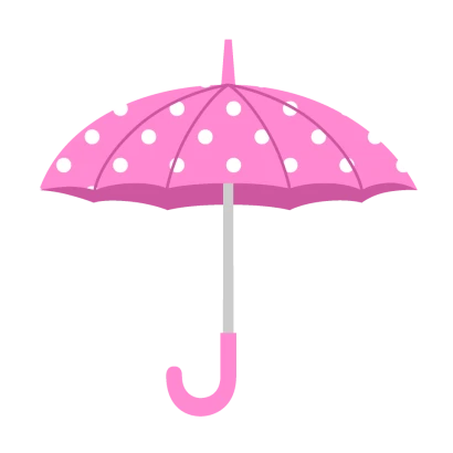 ピンクの水玉傘のイラスト