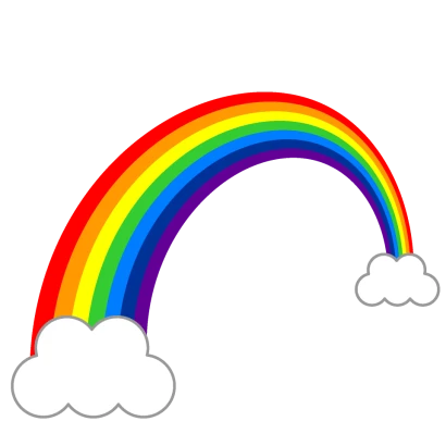 奥行きのある虹と雲のイラスト