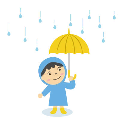 雨が楽しい男の子のイラスト
