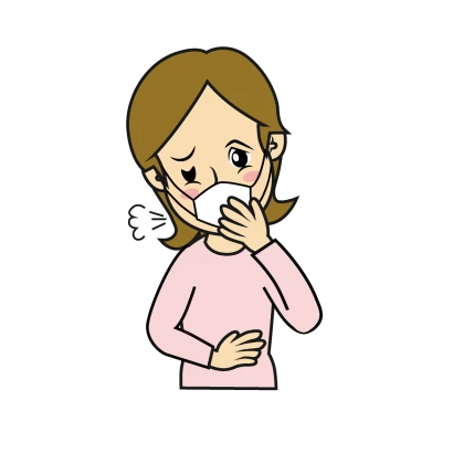風邪で咳をする女性のイラスト