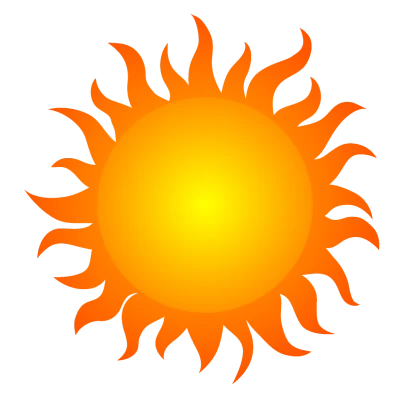 メラメラのオレンジ太陽のイラスト