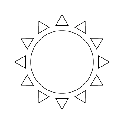 太陽マーク（白黒）のイラスト