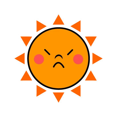 怒る太陽キャラのイラスト