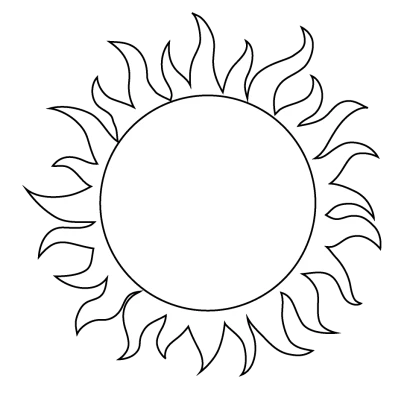 燃える太陽（白黒）のイラスト