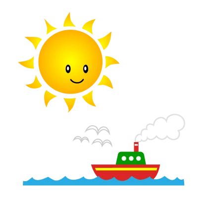 可愛い太陽と海のイラスト